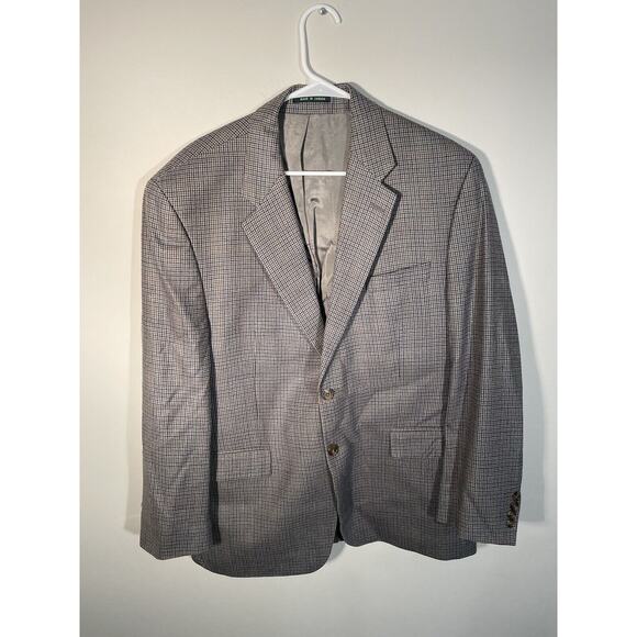 Ralph Lauren Blazer Jacket Mens Size 44R Houndstooth Sports Coat 2 Button - Picture 1 of 14